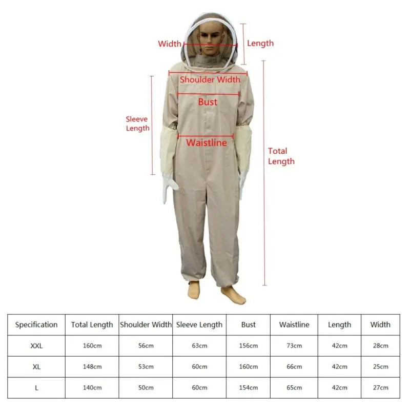 Full Body Beekeeping Suit With Leather Glove &ndash; Ventilated