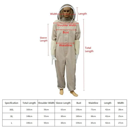 Full Body Beekeeping Suit With Leather Glove &ndash; Ventilated