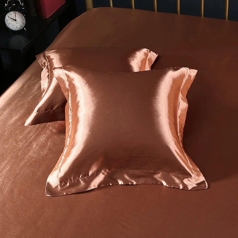 Silk Satin Square Pillowcase &ndash; Luxurious Comfort and Style qianka / 50x50cm 2pcs