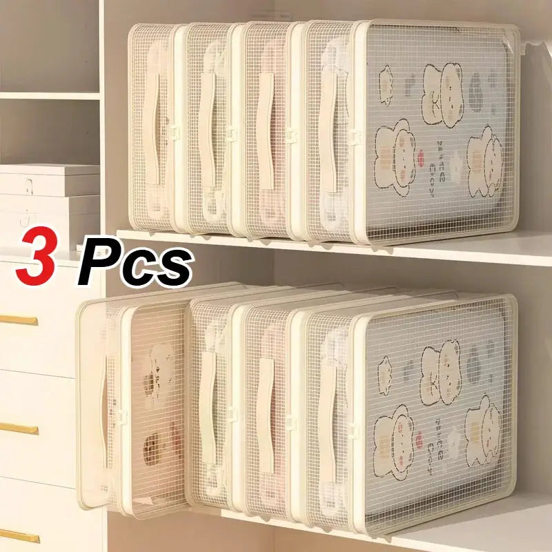 3 PCS Large Capacity Mesh Zipper Storage Bag - Clothing Household Bedding Four Piece Set Storage Bag, Clothing Organizing Box by InterCyprus Trading Ltd