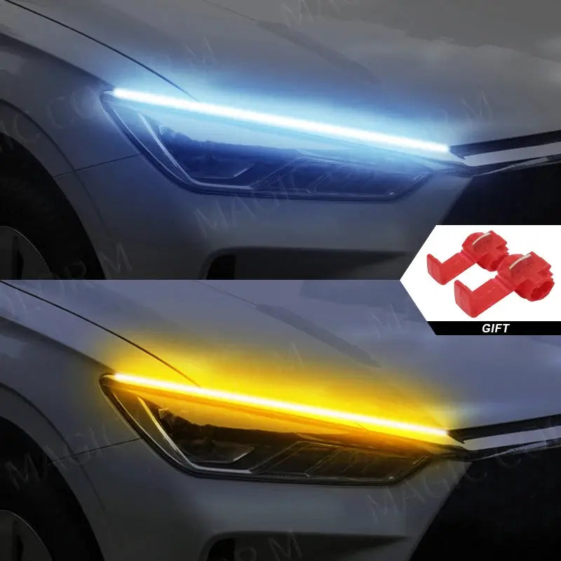 2 PCS DRL Car Flexible LED Daytime Running Lights Turn Signal Lamp Headlight Waterproof 30cm 45cm 60cm White Red Yellow Blue by InterCyprus Trading Ltd
