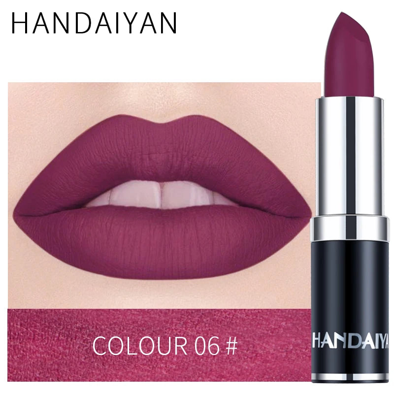 Handaiyan Velvet Smooth Matte Lipstick - Sexy Rose Purple - 12 Shades H1009-06 / Full Size