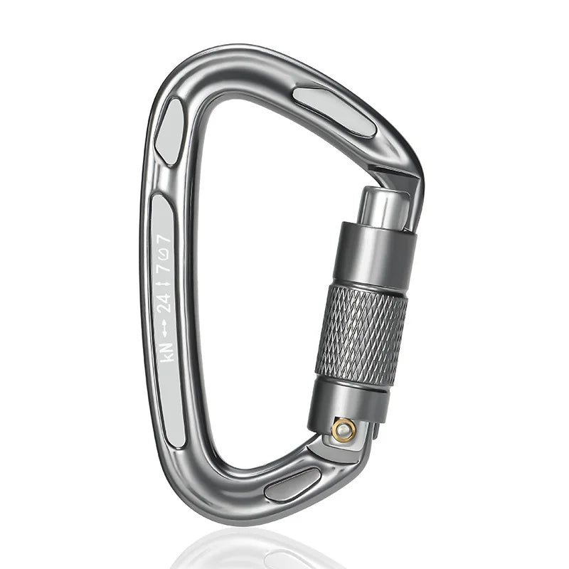 24KN Auto Lock Climbing Carabiner D Shape &ndash; Auto Lock 24KN Gray