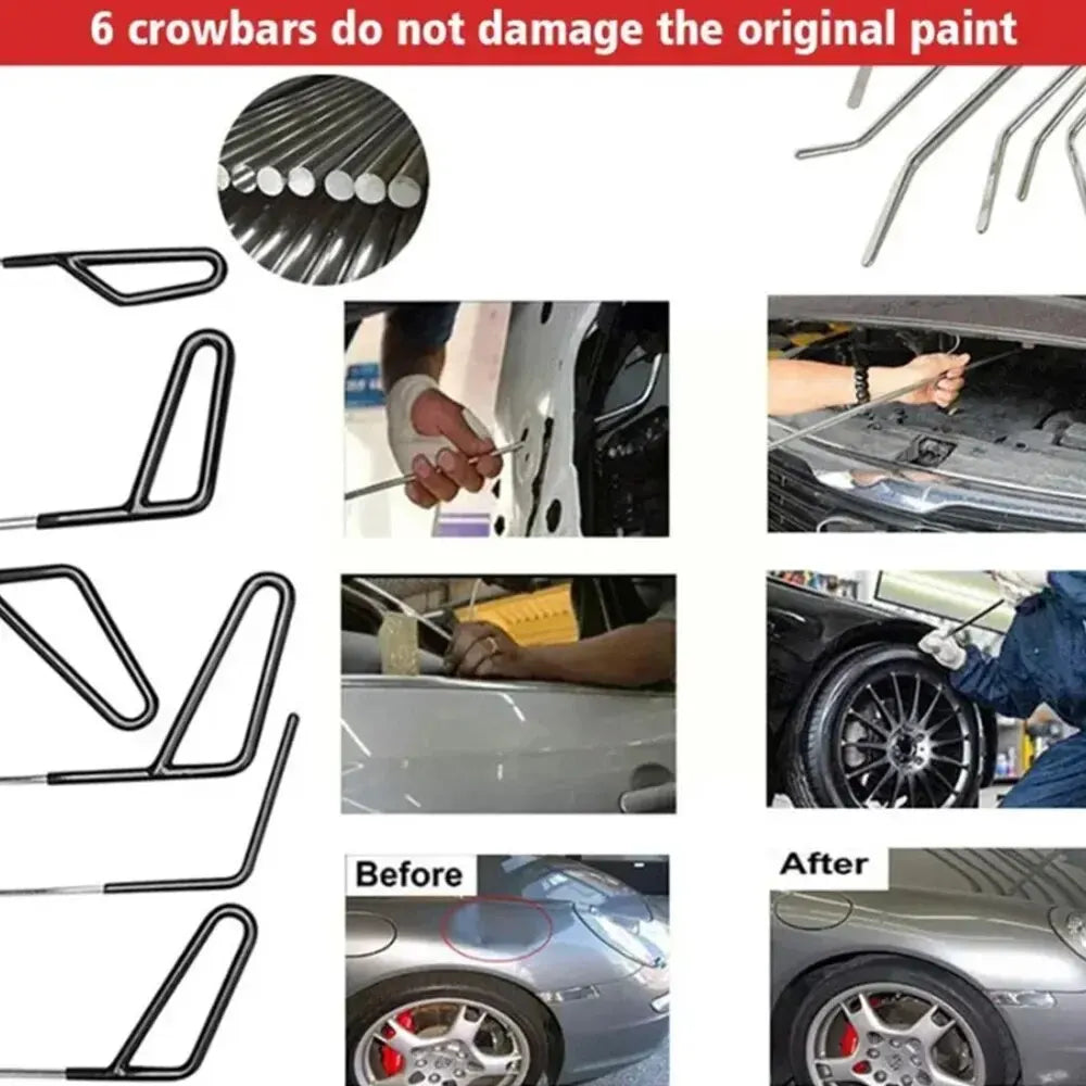Paintless Dent Repair Kit - Stainless Steel Car Hook Rods &amp; Tools