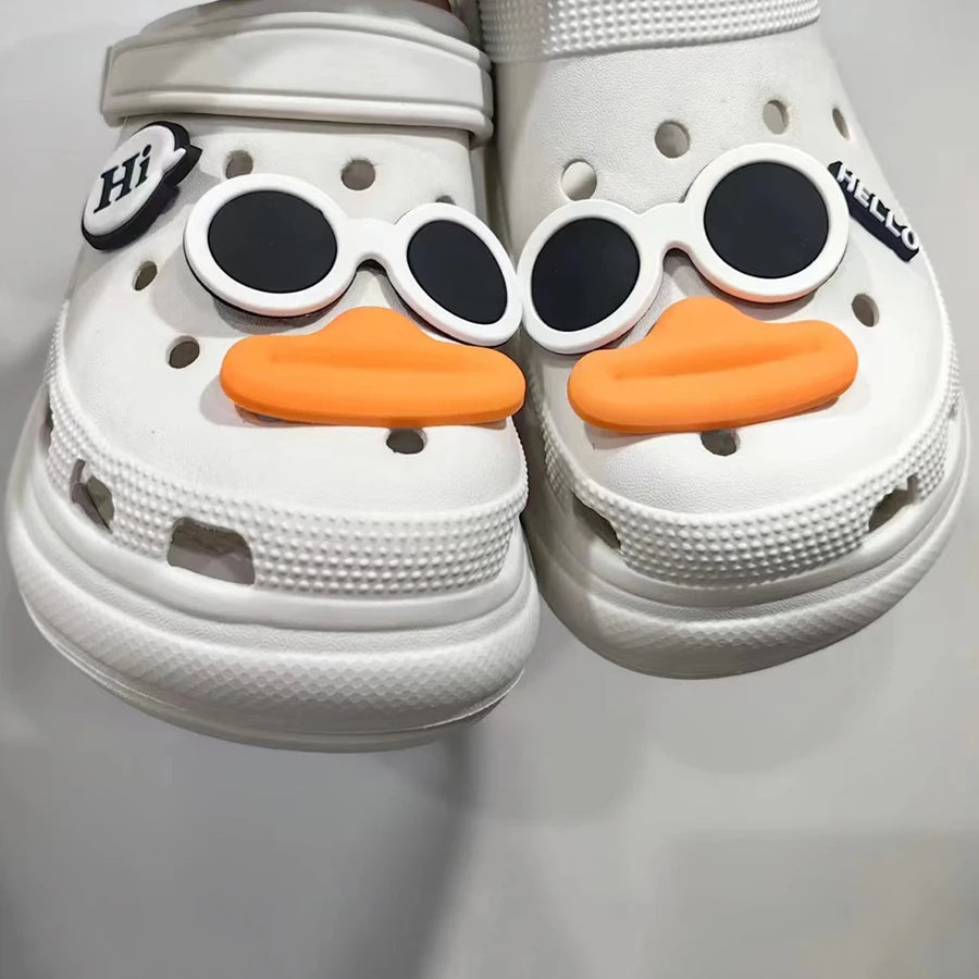 Funny Face PVC Sausage Mouth Charms Set for Clogs and Sandals White2 / CHINA