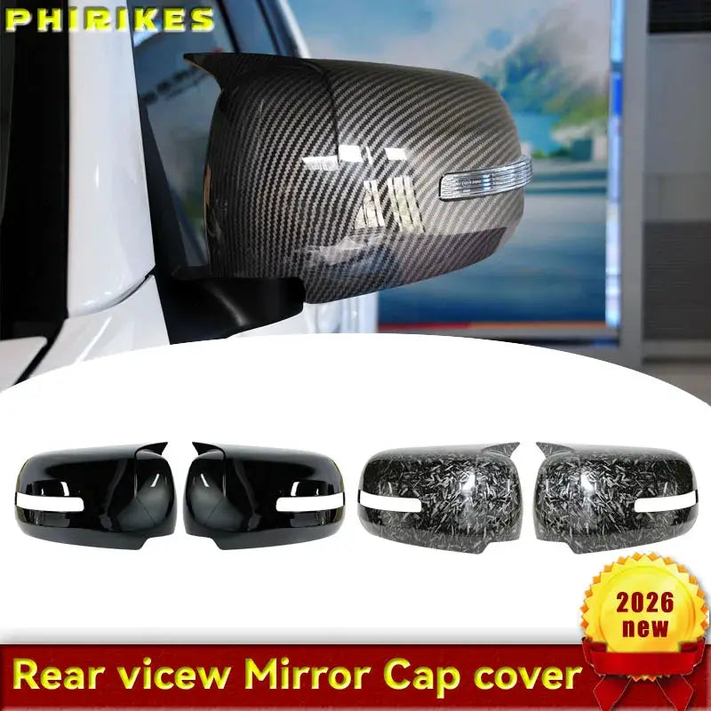 2Pcs ABS Carbon Fiber Rearview Mirror Cover Trim For Mitsubishi Pajero Sport 2009-2014 Door Shell Housing Cap by InterCyprus Trading Ltd