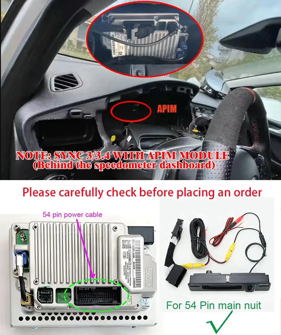 GreenYi HD Car Rear Trunk Handle Camera For Ford Fiesta MK8 HB Focus Mk4 2017~2022 Puma 2019~2023 SYNC 2 SYNC 3 OEM Plug 54Pin by InterCyprus Trading Ltd