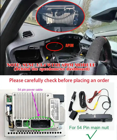 GreenYi HD Car Rear Trunk Handle Camera For Ford Fiesta MK8 HB Focus Mk4 2017~2022 Puma 2019~2023 SYNC 2 SYNC 3 OEM Plug 54Pin by InterCyprus Trading Ltd
