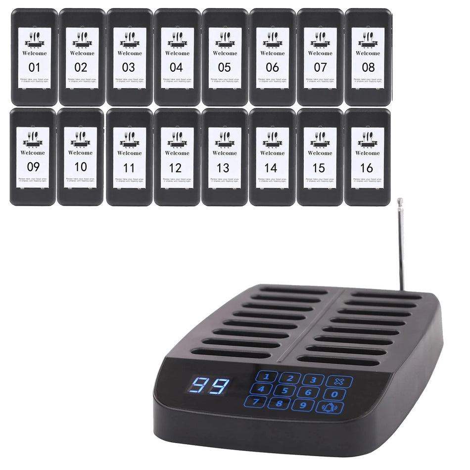 Bezdrátový systém volání pro restaurace s 16 podtácky, zvonky