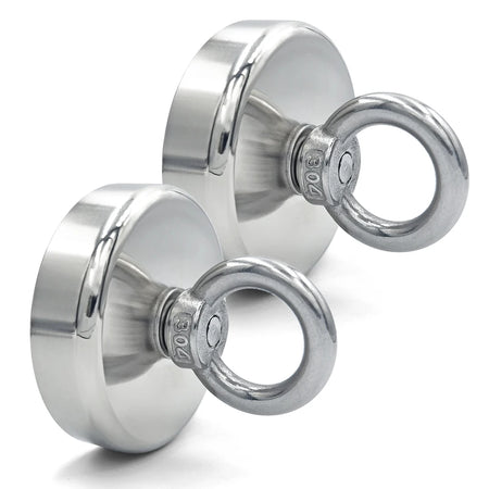 Super Strong Neodymium Fishing Hook N52 D16-D42mm Heavy Duty Rare Earth with Countersunk Hole Eyebolt Salvage Magnetic
