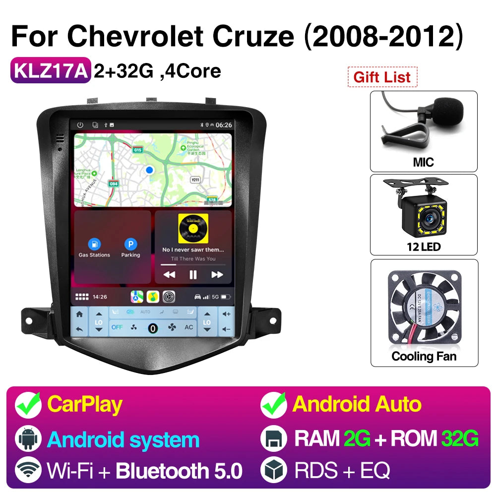 Chevrolet Cruze Car Radio 2008-2012 - CarPlay Android 2 32G 12LED
