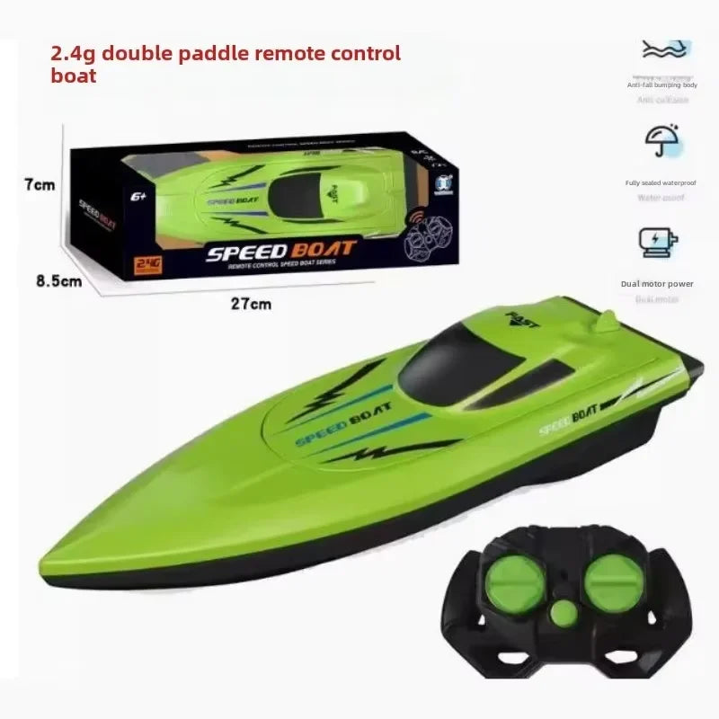 Kids Waterproof Remote Control Speedboat - Fast &amp; Durable Water Racer Green