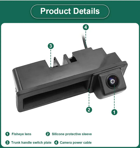 AHD 1080P 170° Car Rear View Trunk Handle Camera For Audi A1 A3 A4 A6 A6L S5 Q5 Q7 2005-2012 Vehicle Dynamic Trajectory by InterCyprus Trading Ltd