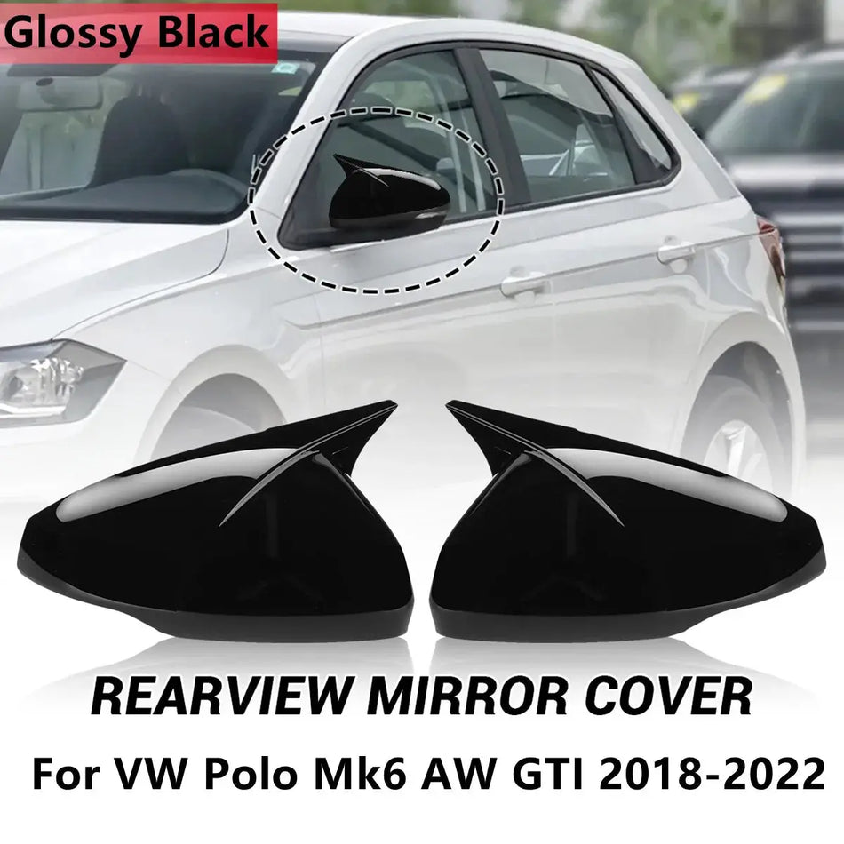 Glossy Black Side Mirror Covers for VW Polo MK6 TSI TDI GTI by InterCyprus Trading Ltd