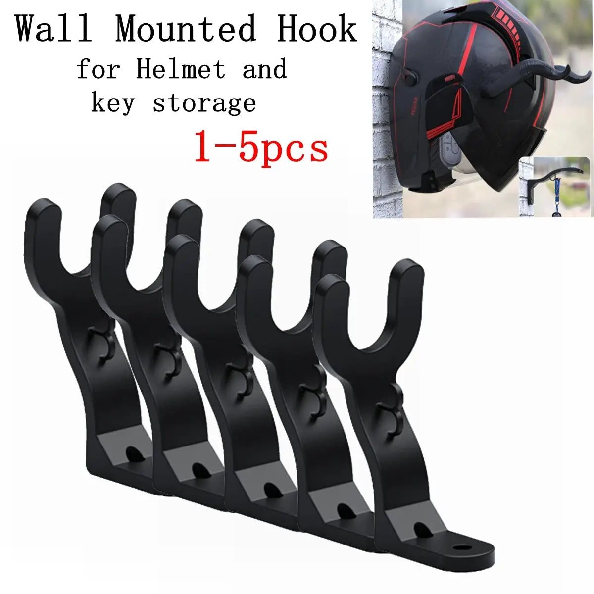 Kitchen Cabinet Shelf Wall Mount Hooks Motorcycle Helmet Hook Racks Helmet Display Hanger Stand Wall-Mounted Storage Holder by InterCyprus Trading Ltd