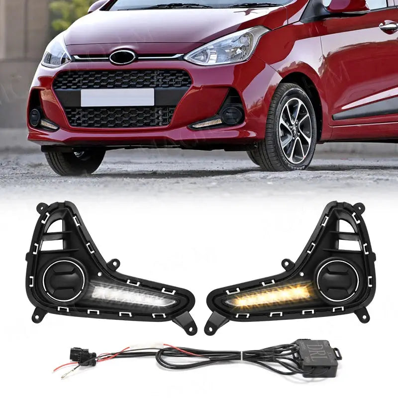 For Hyundai Grand I10 2017 2018 2019 DRL Daytime Running Light LED Fog Lamp Turn Signal Yellow White Waterproof by InterCyprus Trading Ltd
