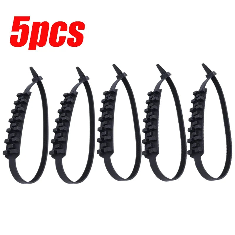 5-1pcs Anti-Skid Snow Chains For Motorcycles &ndash; Traction 5pcs black
