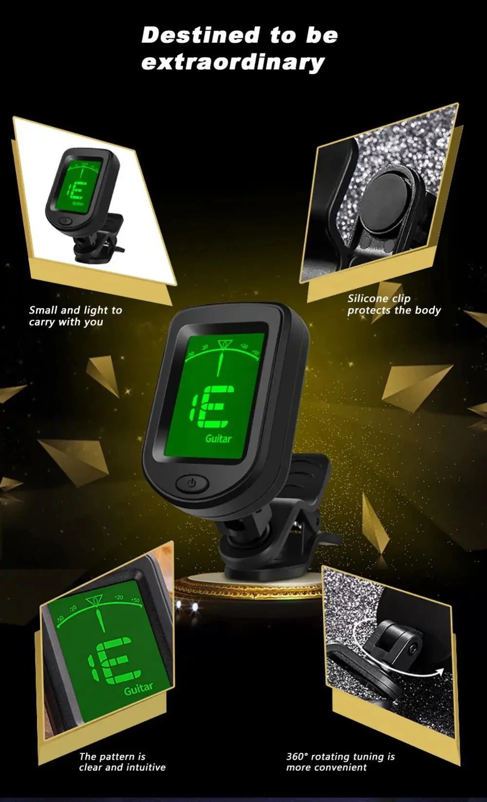 Rechargeable Guitar Clip On Tuner &ndash; Universal Compatibility