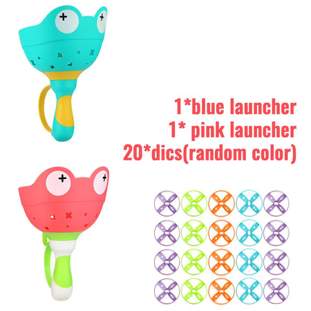 Throw Catch Toy &ndash; Manual Flying Disc Launcher For Dogs 1red 1blue 20disc