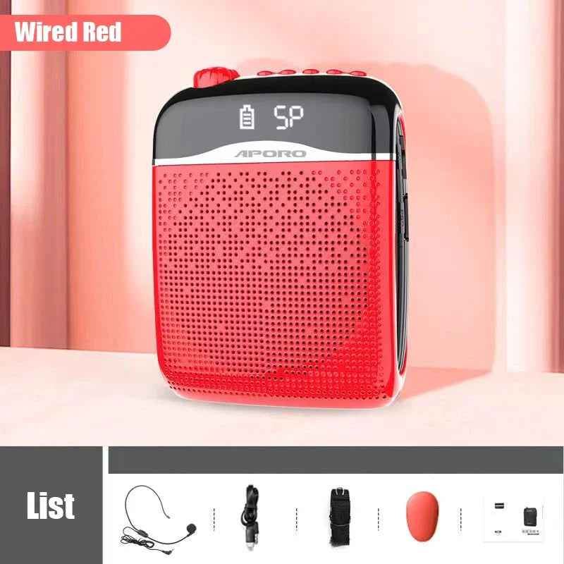 APORO T21 Wireless Voice Amplifier &ndash; 20W Bluetooth 5.0 Red-Wired Version