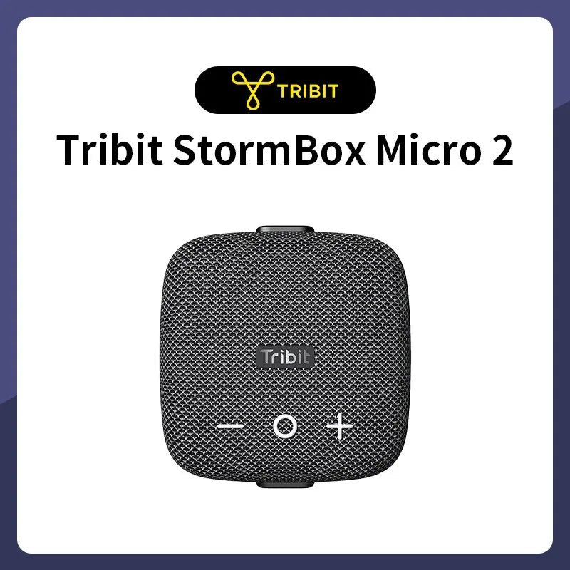 Tribit StormBox Micro 2 Portable Bluetooth Speaker 90dB Loud Sound Deep Bass IP67 Waterproof Camp Small Speaker Built-in Strap Black