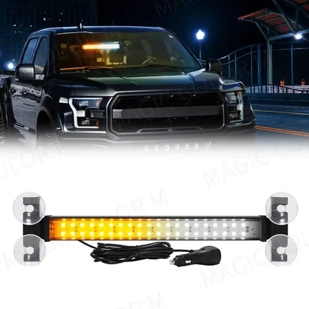40 LED Strobe Light Front Flash Warning Lamp Auto Windshield Bar Traffic Advisor Flashlight Yellow White Car Accessories 12V-24V by InterCyprus Trading Ltd