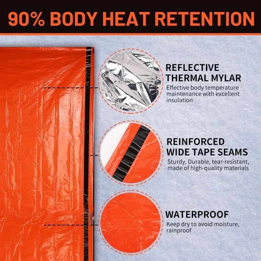 1 PC Emergency Survival Sleeping Bag - Waterproof Lightweight Portable Thermal Sack For Camping Hiking Outdoor Adventures