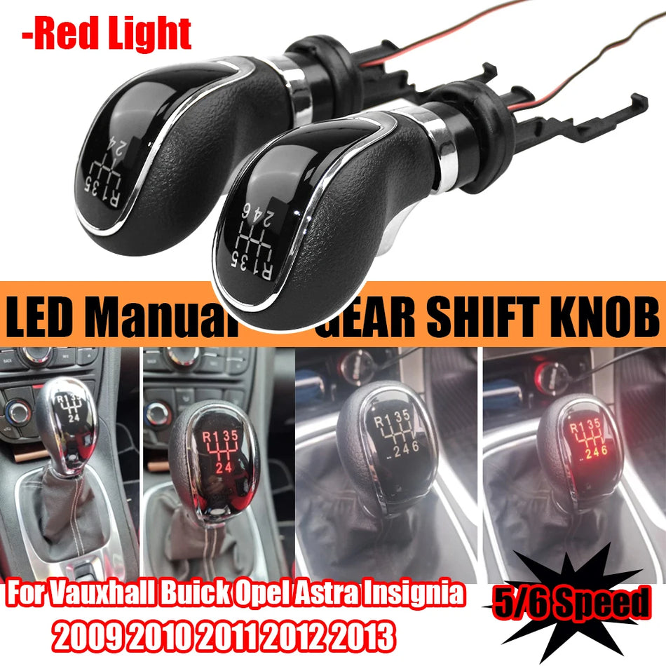 Perilla de Cambio de Marchas con LED y Cuero PU para Opel Astra Insignia