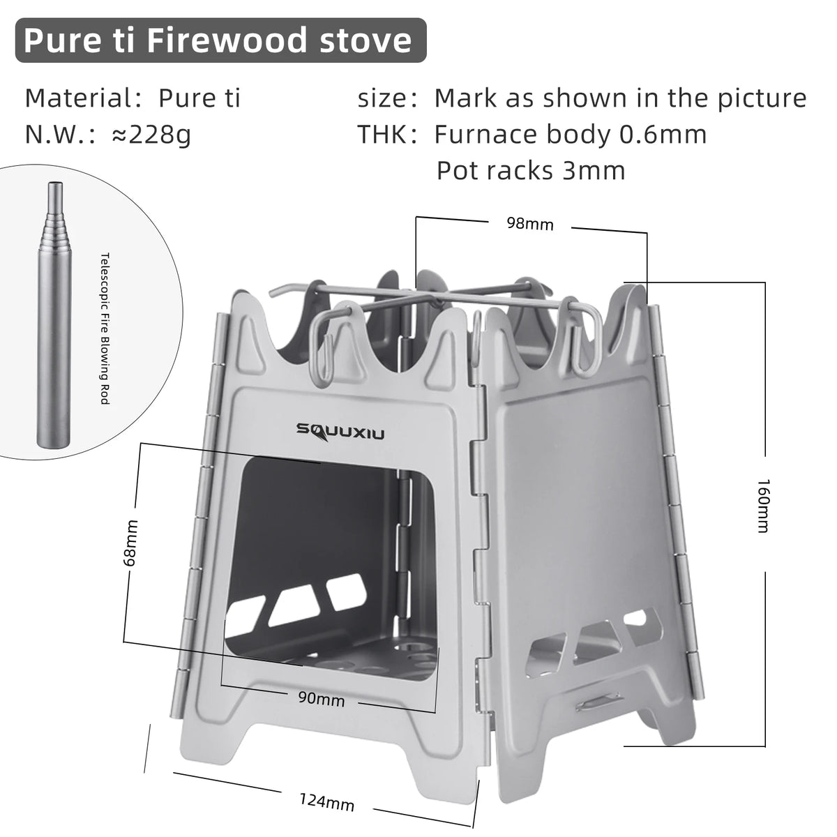 Outdoor Mini Fire Pit Stove &ndash; Lightweight Titanium Pro Titanium