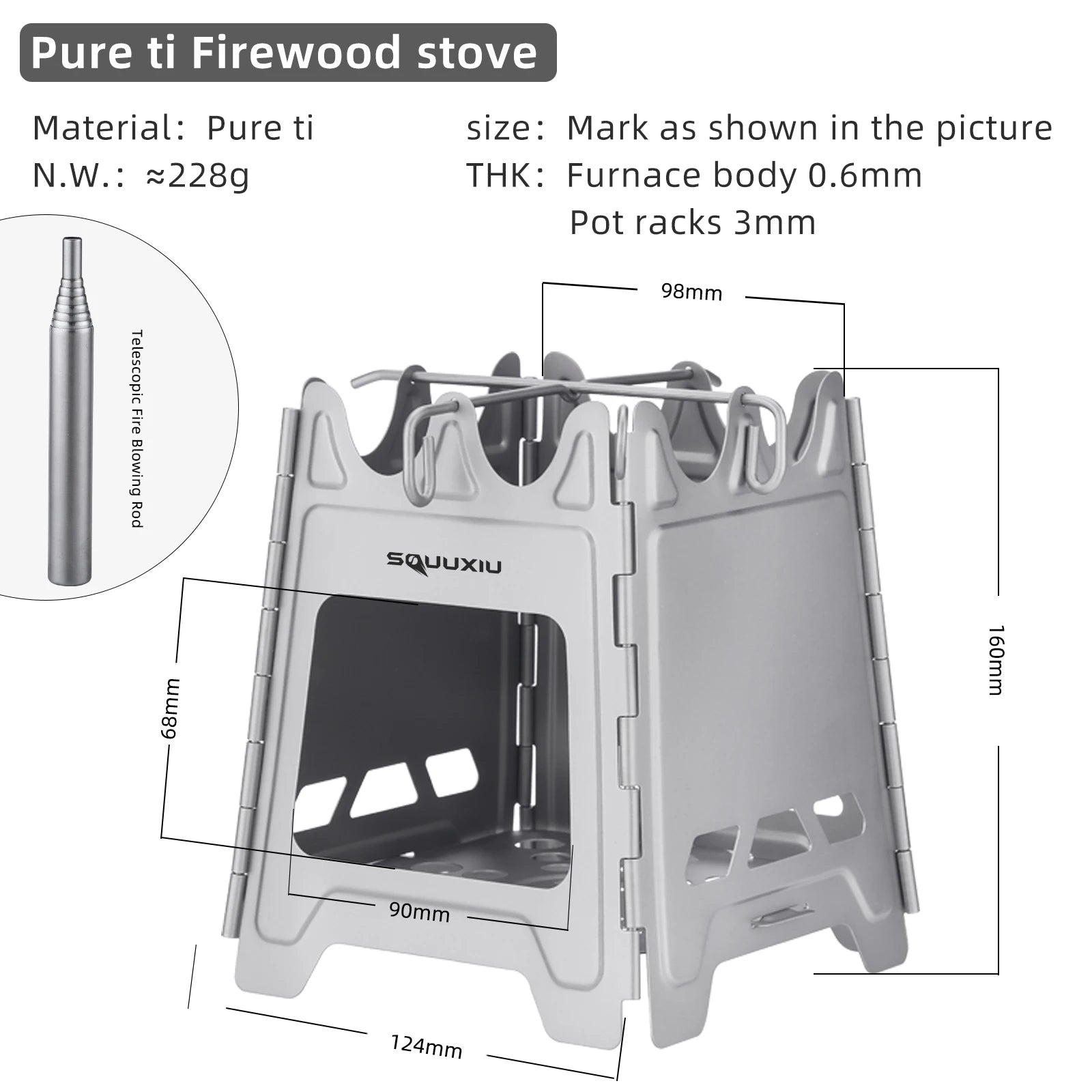 Outdoor Mini Fire Pit Stove &ndash; Lightweight Titanium Pro Titanium