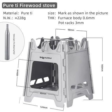 Outdoor Mini Fire Pit Stove &ndash; Lightweight Titanium Pro Titanium