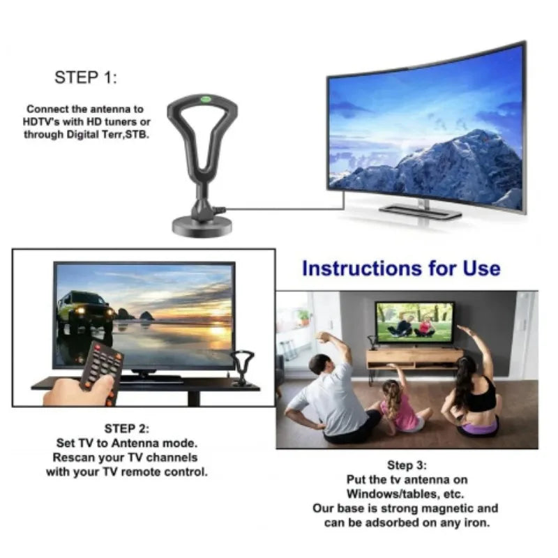 Digital HD TV Antenna &ndash; Strong Magnetic Base Indoor Outdoor
