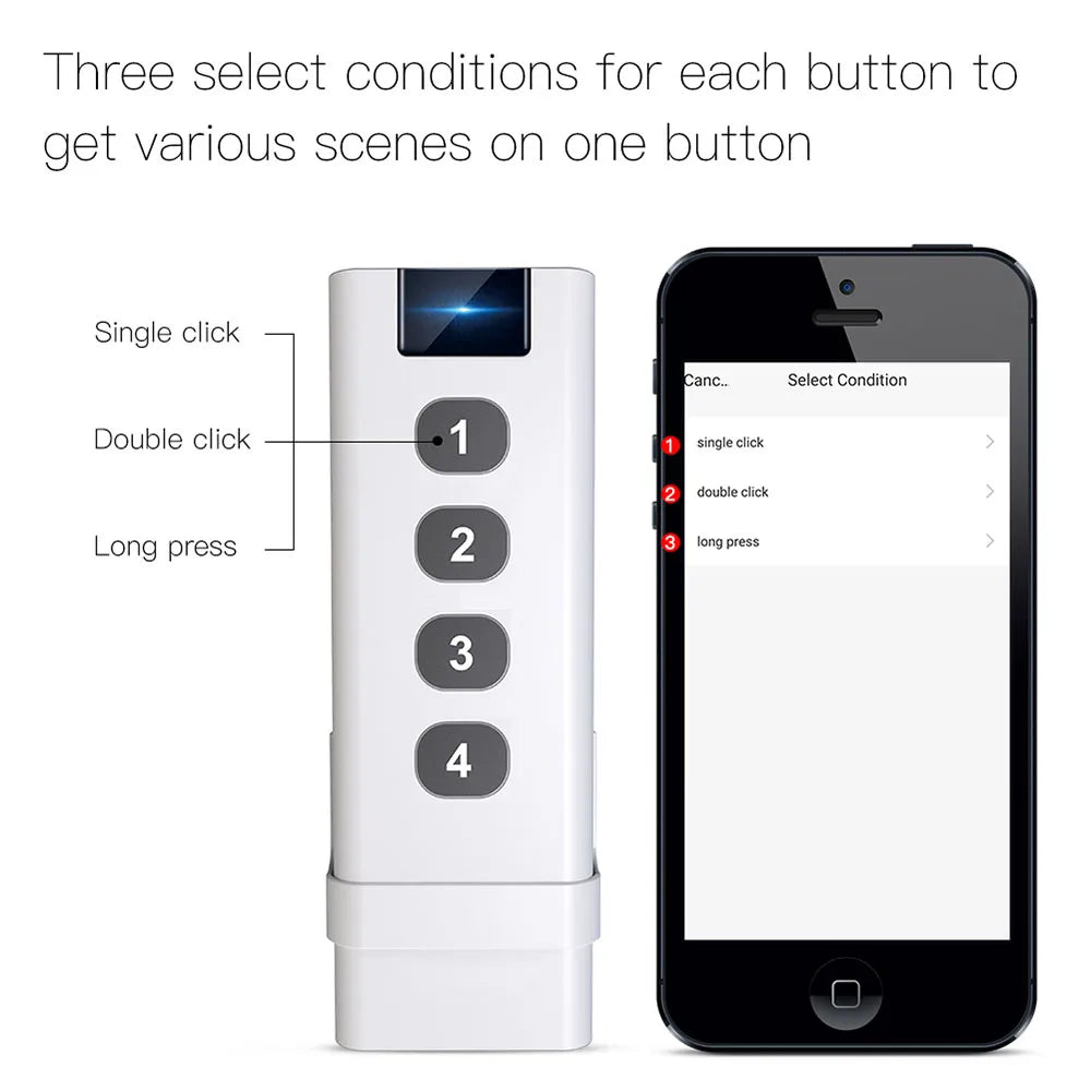 Tuya ZigBee Smart Scene Switch (1-4 Gang) - Portable Home Automation Control