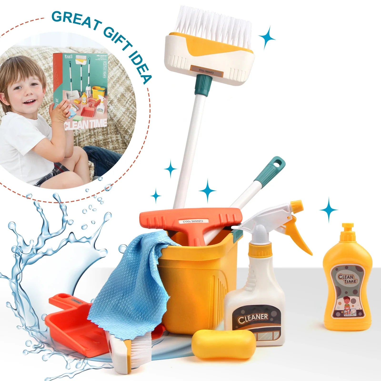 Coolplay 12 Piece Kids Housework Supplies Kit &ndash; Fun and Educational Cleaning Play Set