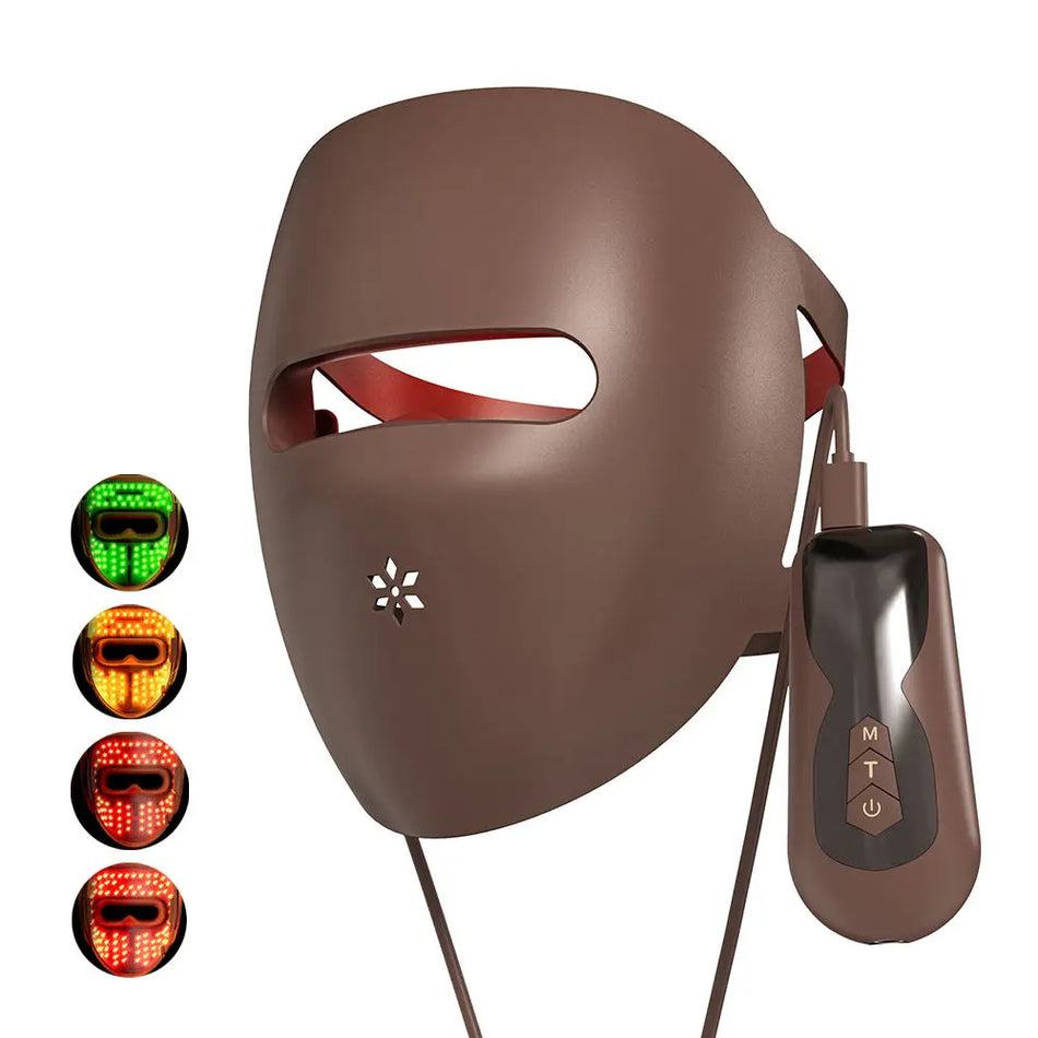 Rote Lichttherapie LED-Gesichtsmaske mit 4 Farben, Silikon-Hautverjüngung
