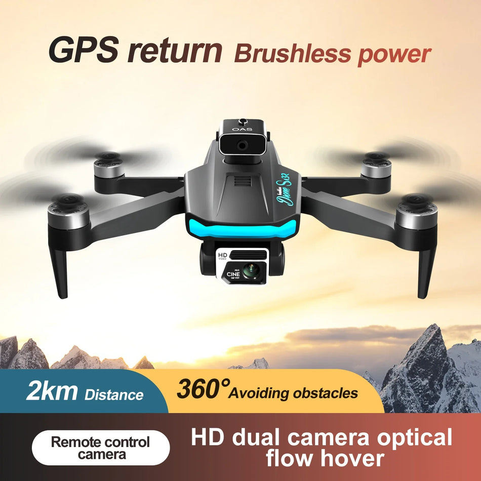KBDFA S132 Mini Drone GPS Obstacle Avoidance Brushless Motor RC 8K Dual Camera HD Helicopter Professional Quadcopter Dron Toys