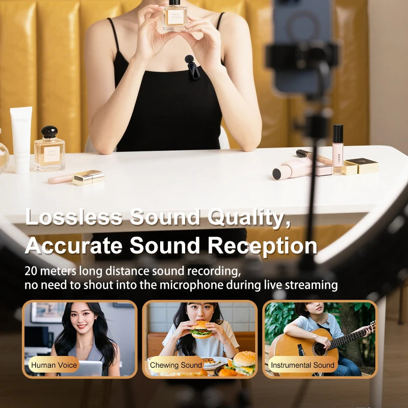 CrownQu Wireless Lavalier Microphone &ndash; Portable Noise Reduction for Live Streaming