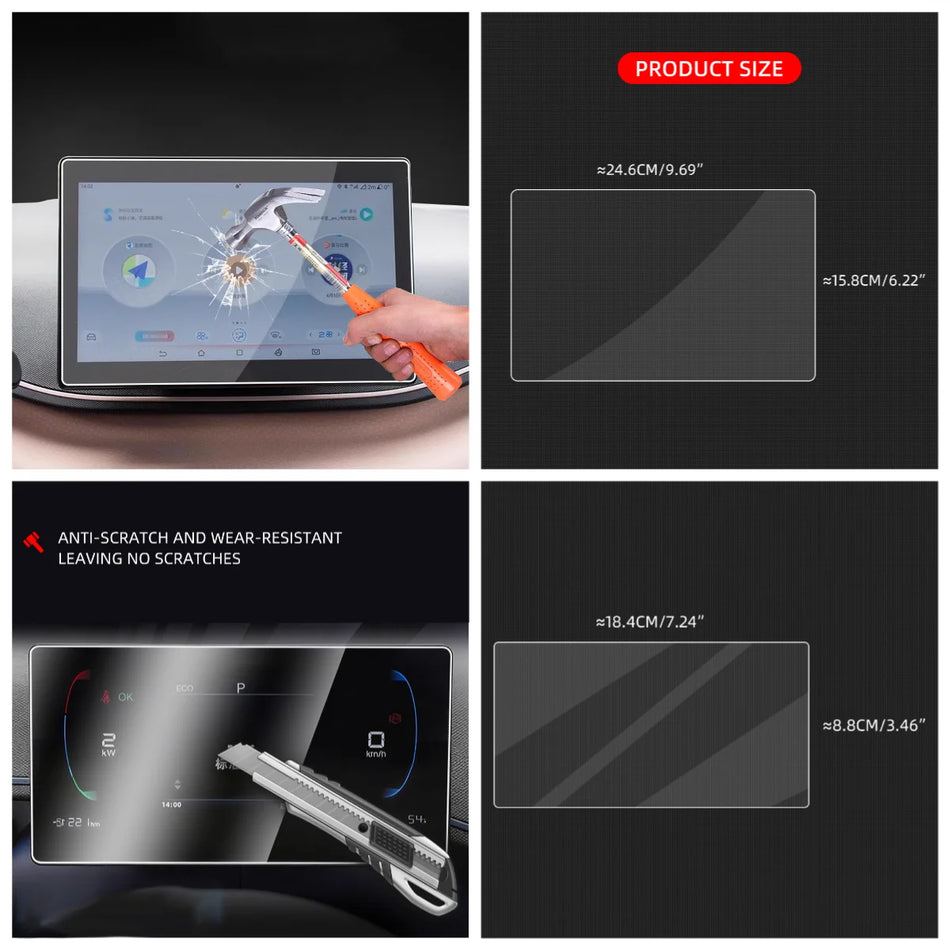 Pellicola protettiva per cruscotto GPS auto BYD Dolphin Surf 2024-2025 con vetro temperato