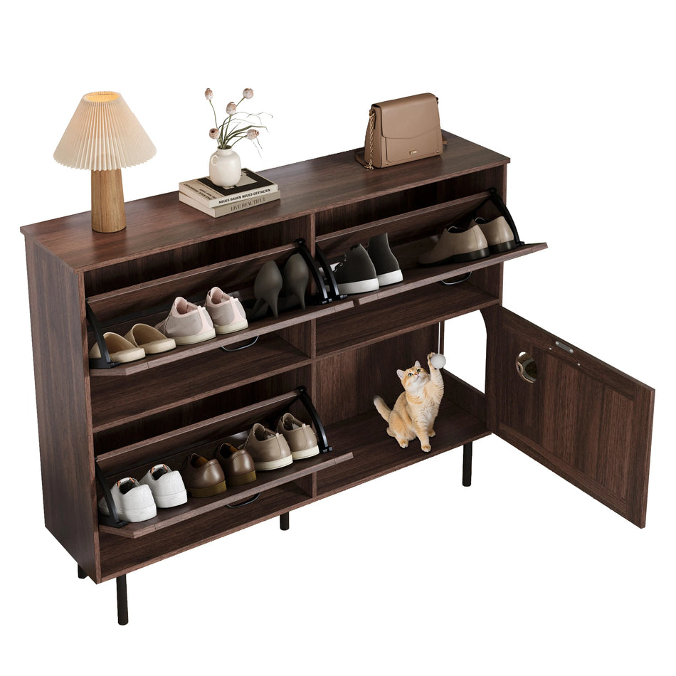 Στενός Ντουλάπι Παπουτσιών Διαδρόμου Με 3 Αναδιπλούμενες Ράφτες Παιχνίδι Γάτας