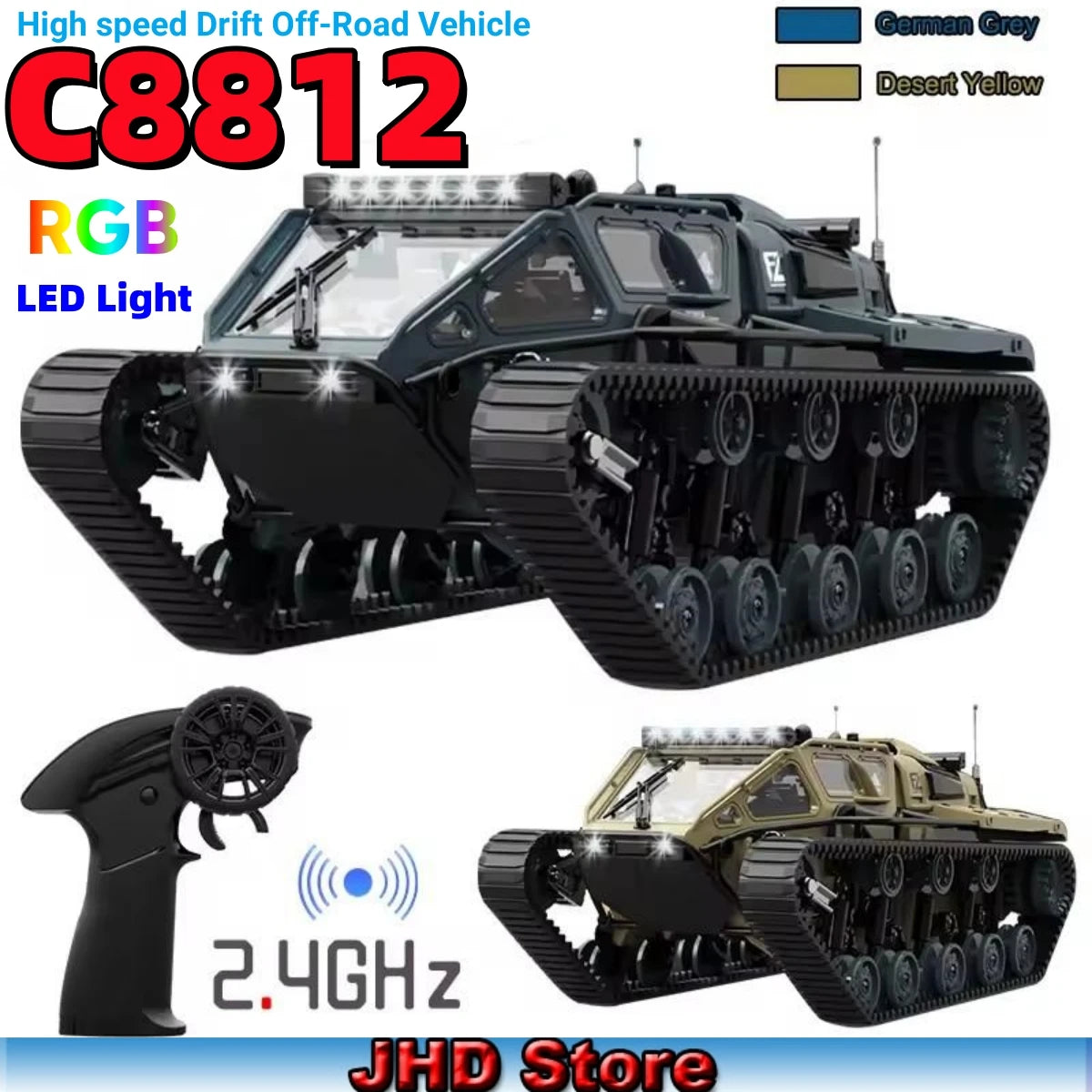 JHD 360&deg; RC Tracked Tank Car - Drift &amp; Off-Road Mastery