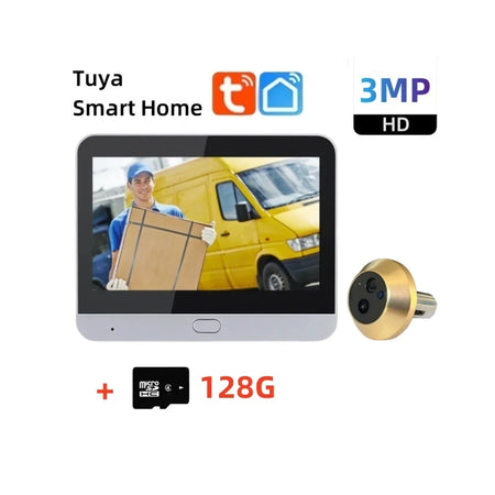 Smart Life Peephole Camera &ndash; 3MP Night Vision Security Viewer Tuya Cam128G