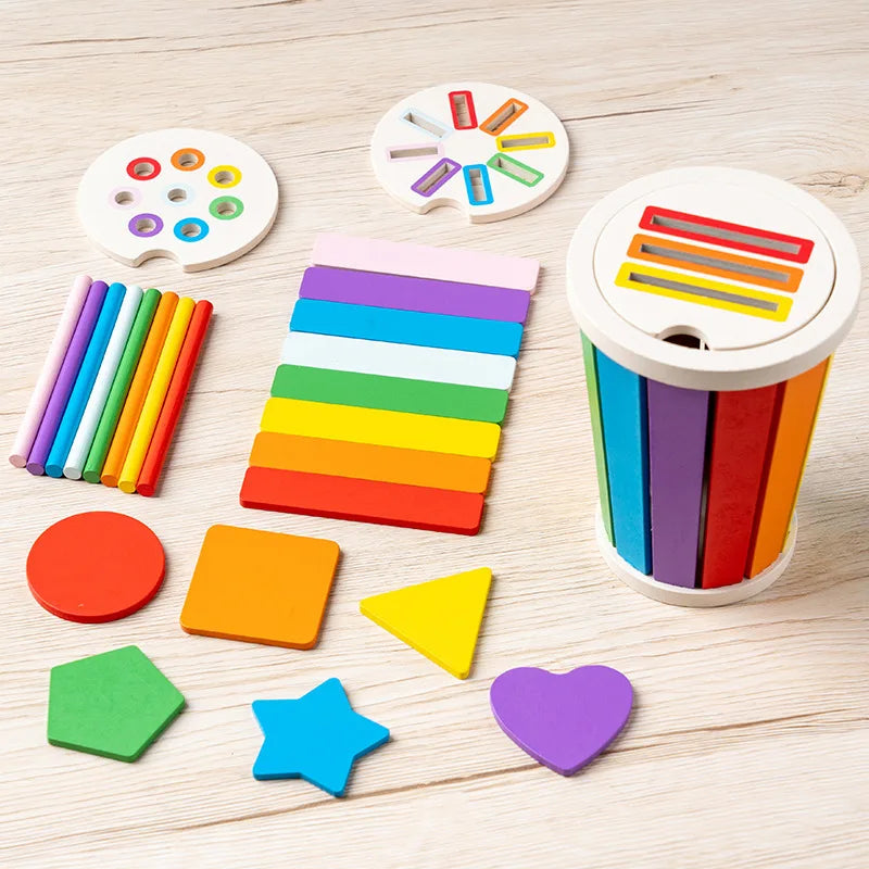 Wooden Educational Toys for Children - Color and Shape Matching, Math Learning, and Sport Gifts colour