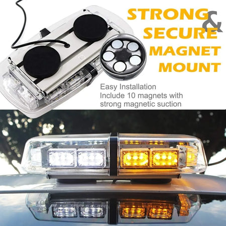 12 Inch 36 LED Emergency Strobe Light Bar &ndash; Magnetic Mount
