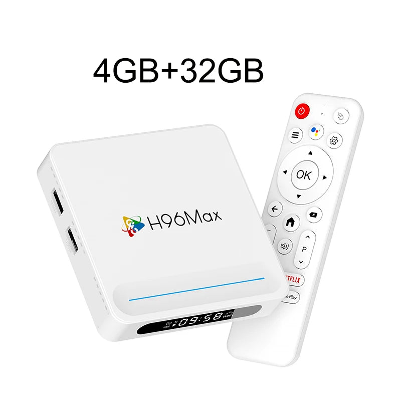 H96 MAX H618 PLUS - 8K Android 14 WiFi6 Voice Assistant 4GB 32GB / UK Plug / CHINA