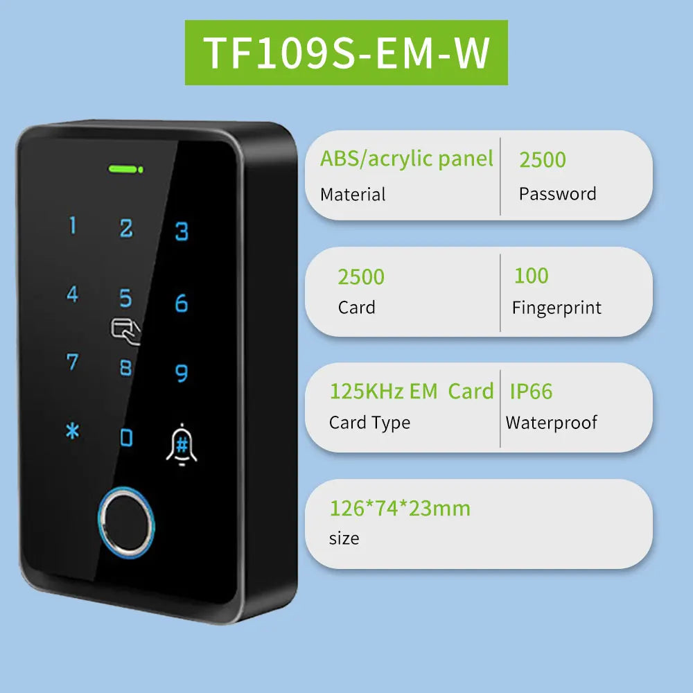TF9S &ndash; IP67 Waterproof RFID EM Door Lock With Backlit Screen TF109S-em-w