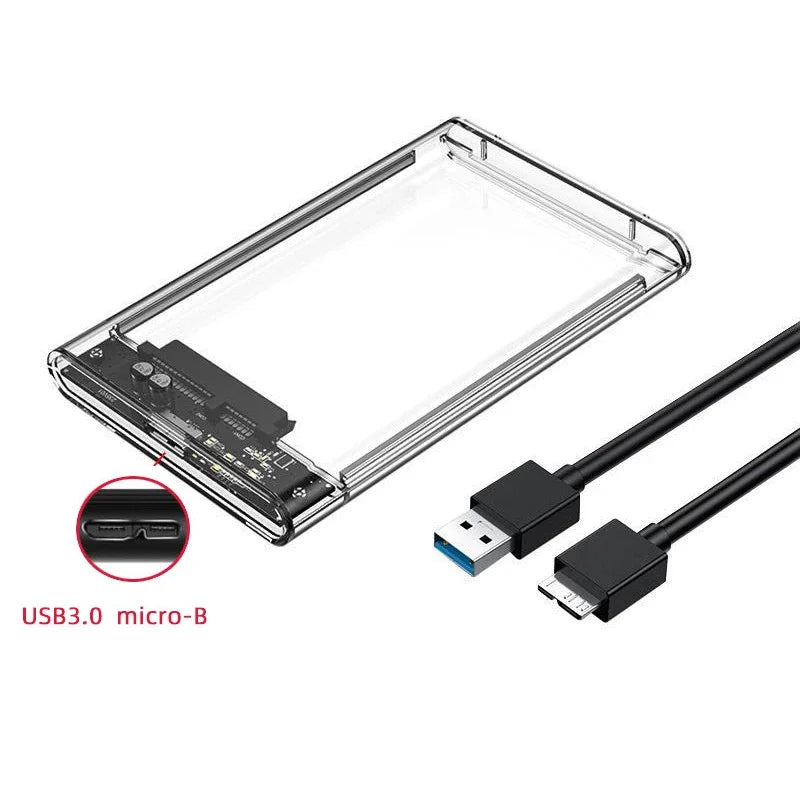 Transparent USB 3.0 Type-C 2.5 Inch SATA HDD/SSD Enclosure with 5Gbps Speed Micro B-USB A