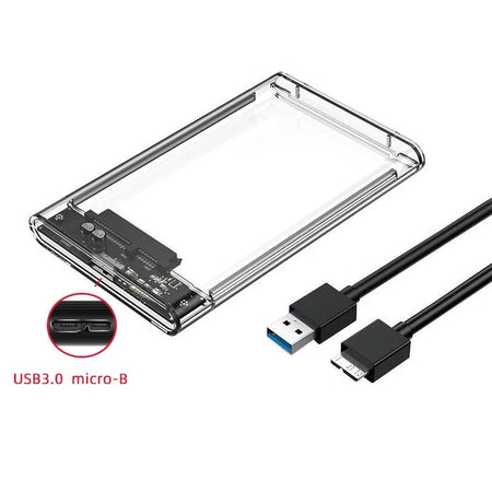 Transparent USB 3.0 Type-C 2.5 Inch SATA HDD/SSD Enclosure with 5Gbps Speed Micro B-USB A