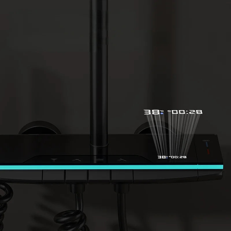 Digital Display Shower Set – Rainfall Wall Mounted 4 Way