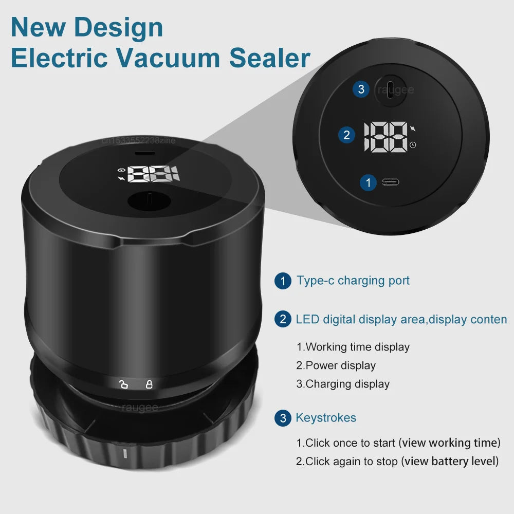Electric Jar Vacuum Sealer Cordless Jar Kit &ndash; Two Jar Sizes