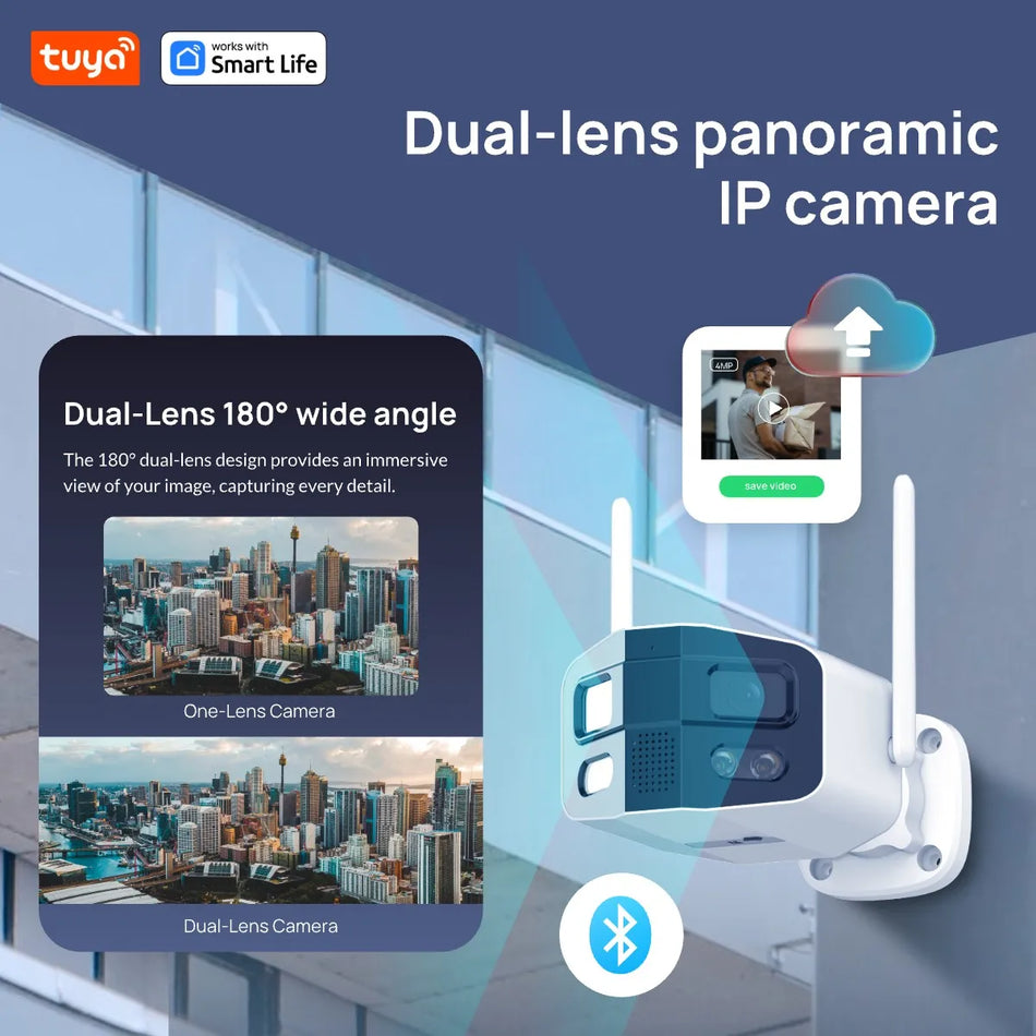 4MP 2.5K Dual-Lens Outdoor Security Camera with Color Night Vision, 180-Degree
